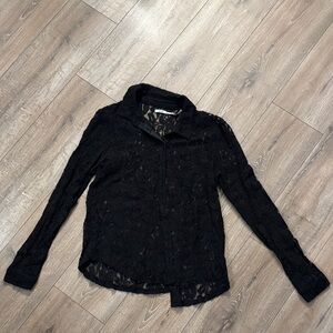 Urban Outfitters Kimchi Blue Black Lace Button-Up Top (Size Small)